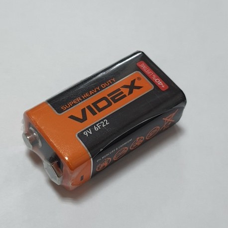 Батарейка крона Videx 6F22 9В