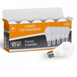 Набір з 5шт Лампа світлодіодна ЕВРОСВЕТ 10Вт 4200К A-10-4200-27 Е27