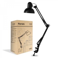 Настольная лампа Feron DE1430 на струбцине черная