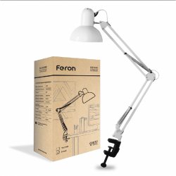 Настільна лампа Feron DE1430 на струбцині біла